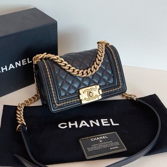 近新品 香奈兒/Chanel 宮廷繫列限定 黑金Leboy小號鏈條包-2