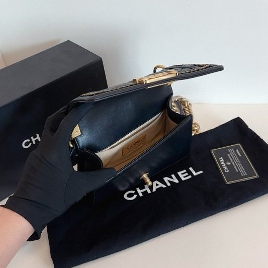 近新品 香奈兒/Chanel 宮廷繫列限定 黑金Leboy小號鏈條包-8