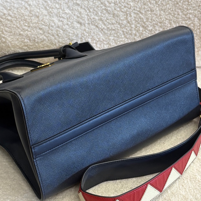 99新Prada Galleria手提包，經典十字紋牛皮，帶原裝拼色寬肩帶，尺寸31*15*23，-6