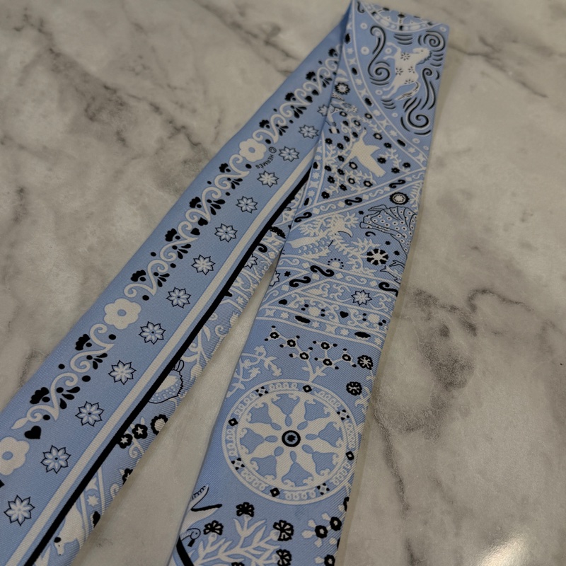 Hemes 淺藍色白馬白鴿藤蔓Twilly-4