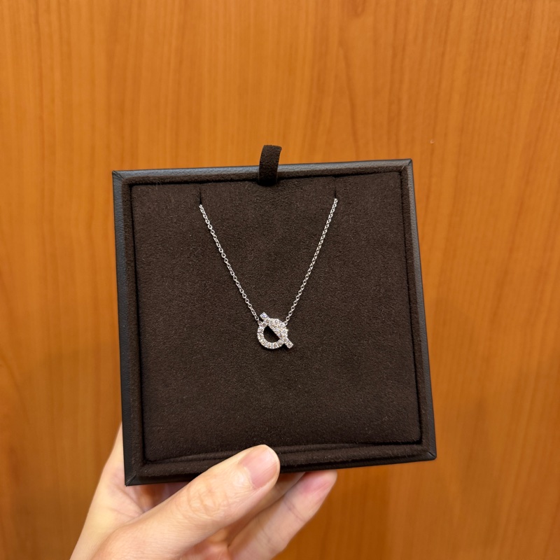 Hermes 白K金滿鑽Fintsse項鍊-0