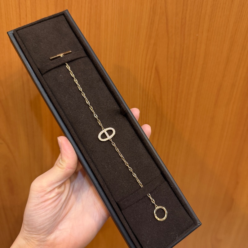 Hermes 750玫瑰金滿鑽豬鼻手鍊-0