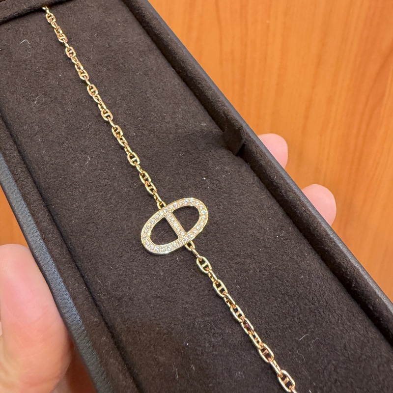 Hermes 750玫瑰金滿鑽豬鼻手鍊-1
