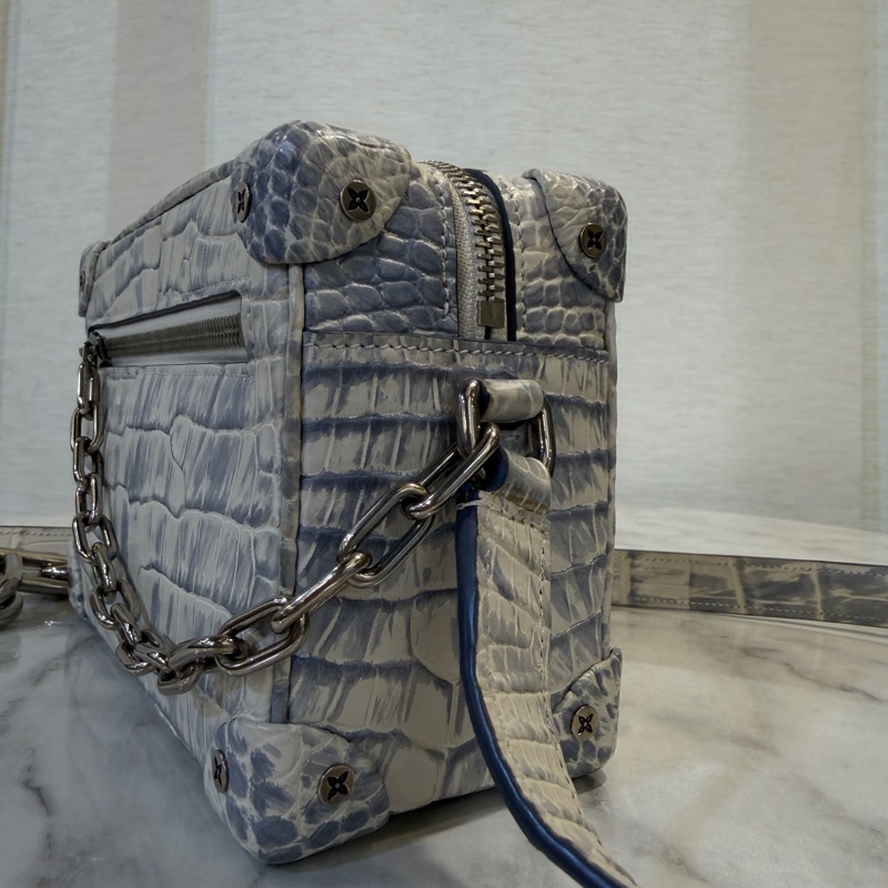 LV 冰川藍白鱷魚皮銀釦mini soft trunk N80066-3