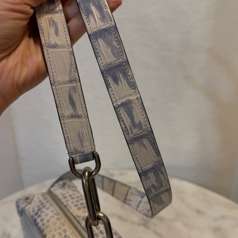 LV 冰川藍白鱷魚皮銀釦mini soft trunk N80066-15