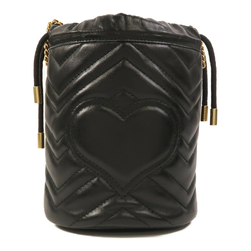 GUCCI 牛皮皮革GG Marmont Mini Bucket金扣鏈帶肩背袋-1