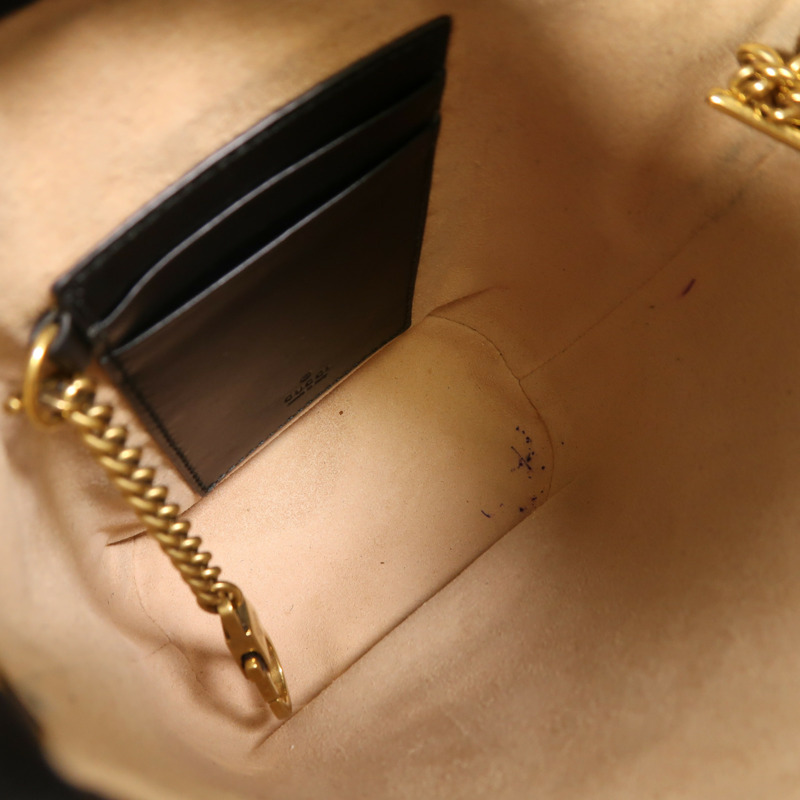 GUCCI 牛皮皮革GG Marmont Mini Bucket金扣鏈帶肩背袋-4