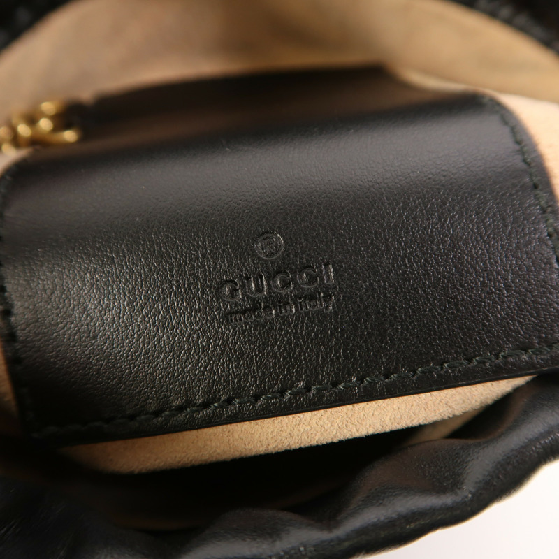 GUCCI 牛皮皮革GG Marmont Mini Bucket金扣鏈帶肩背袋-5