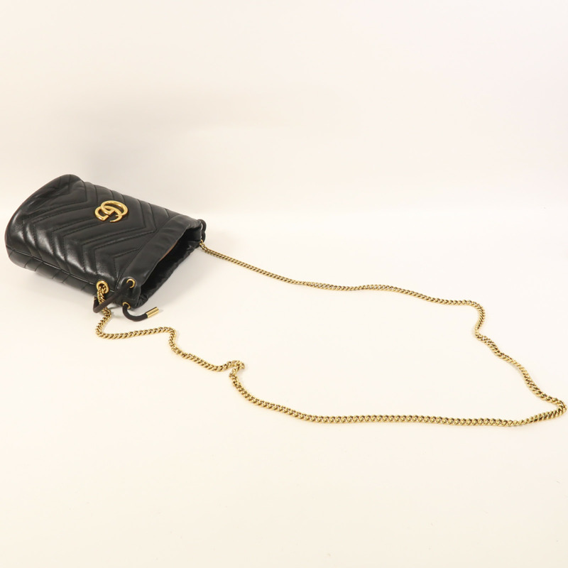 GUCCI 牛皮皮革GG Marmont Mini Bucket金扣鏈帶肩背袋-7