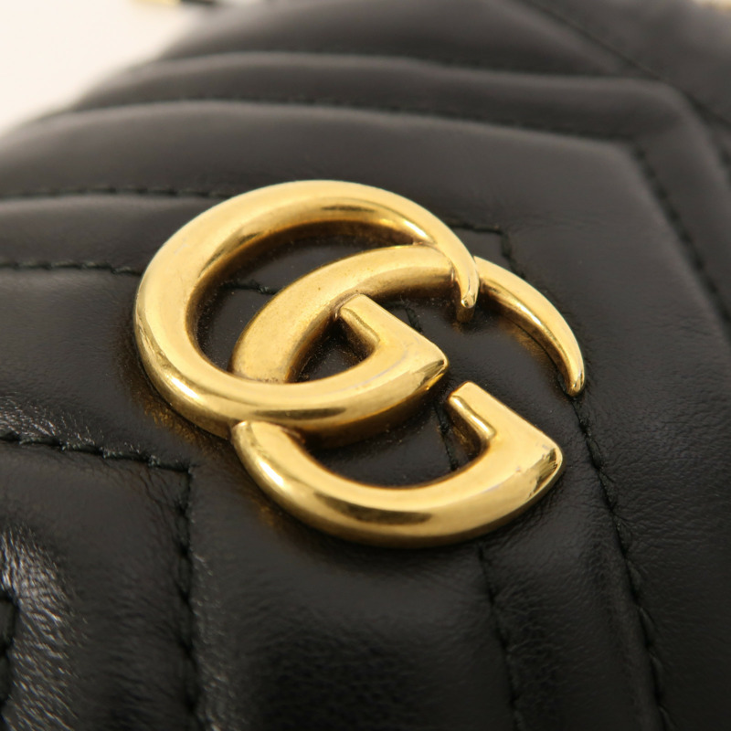 GUCCI 牛皮皮革GG Marmont Mini Bucket金扣鏈帶肩背袋-9