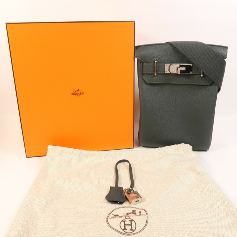 HERMES Togo皮革Hac A Dos PM銀扣背包Vert Mangrove-8