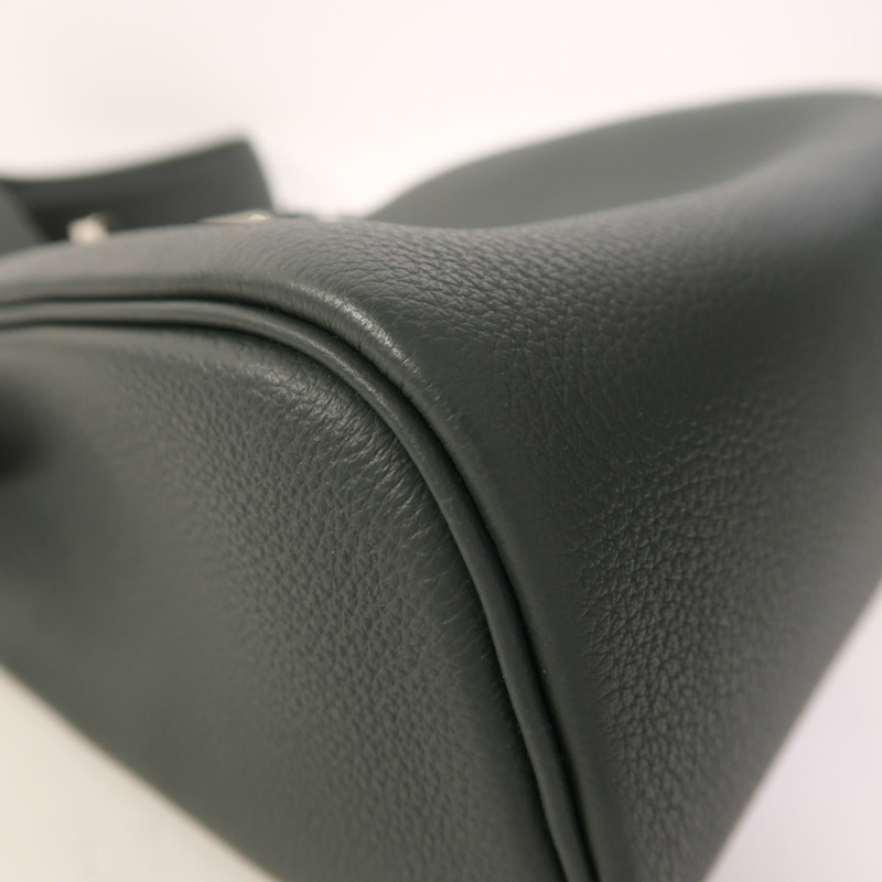 HERMES Togo皮革Hac A Dos PM銀扣背包Vert Mangrove-11