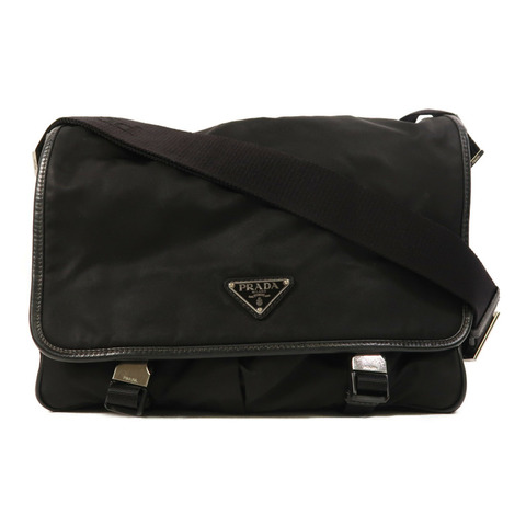 PRADA 尼龍Messenger Bag銀扣肩背袋