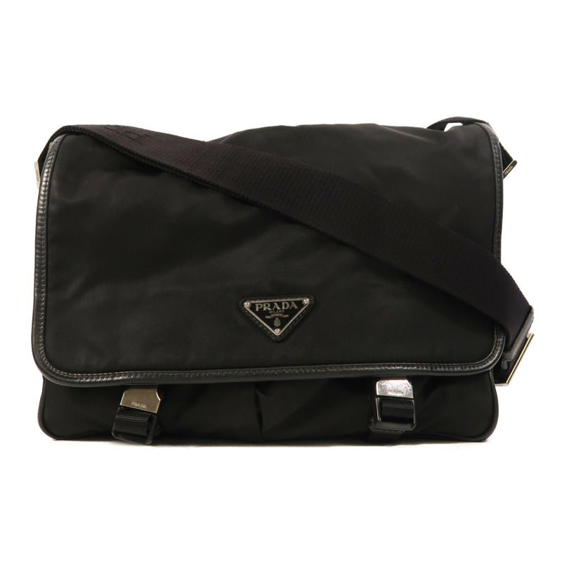 PRADA 尼龍Messenger Bag銀扣肩背袋-0