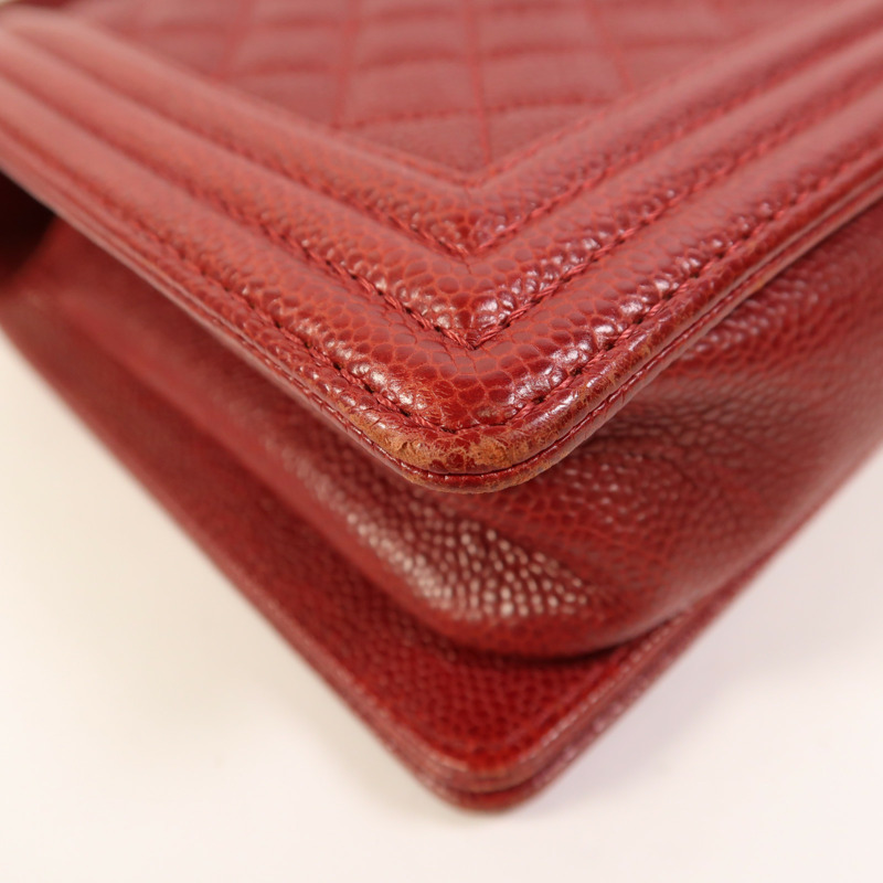 CHANEL 牛皮皮革Boy 28銀扣鏈帶肩背袋-14