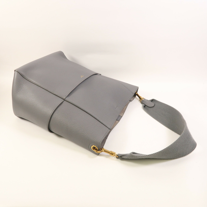 CELINE 牛皮皮革Sangle Bucket Large金扣肩背袋-8
