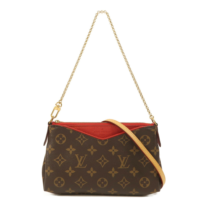 LOUIS VUITTON Monogram Pallas Clutch金扣鏈帶手挽肩背兩用袋-0