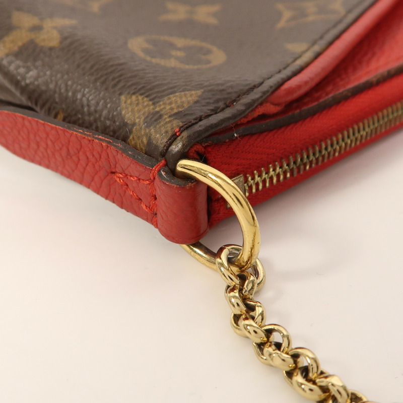 LOUIS VUITTON Monogram Pallas Clutch金扣鏈帶手挽肩背兩用袋-15