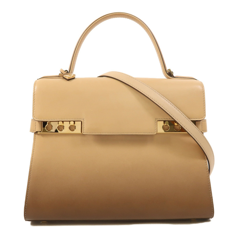 Delvaux 牛皮皮革Tempete MM金扣手挽肩背兩用袋-0