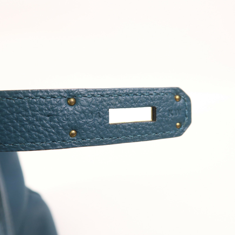 HERMES Epsom皮革Kelly 32金扣手挽肩背兩用袋Bleu Tempete-6