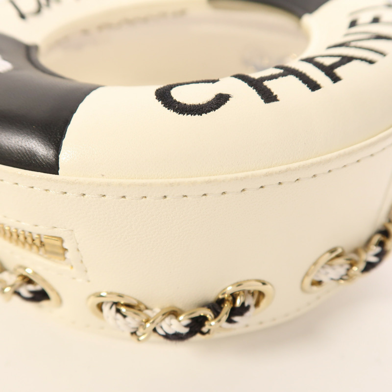 CHANEL 牛皮皮革Chain Shoulder金扣鏈帶肩背袋-11