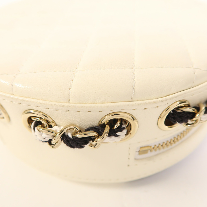 CHANEL 牛皮皮革Chain Shoulder金扣鏈帶肩背袋-12