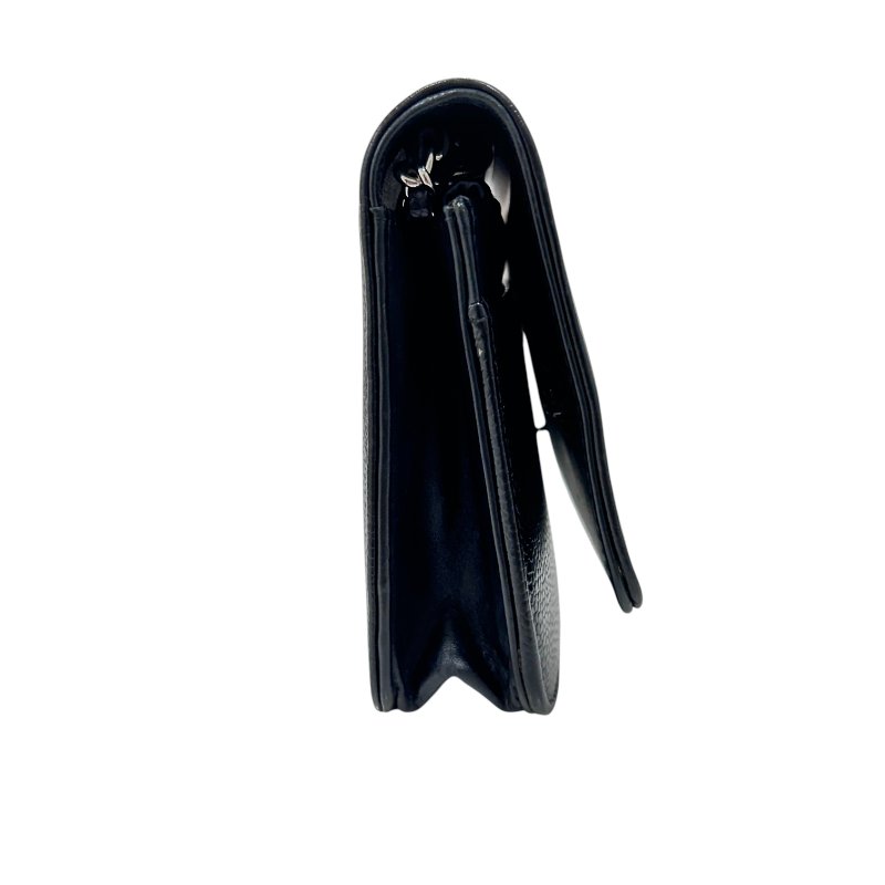 CHANEL 香奈兒 翻蓋包 雙ＣLOGO WOC 長夾鍊包  荔枝小牛皮 黑色 銀扣-2