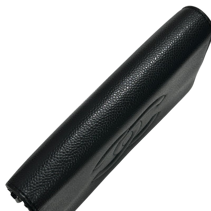 CHANEL 香奈兒 翻蓋包 雙ＣLOGO WOC 長夾鍊包  荔枝小牛皮 黑色 銀扣-4