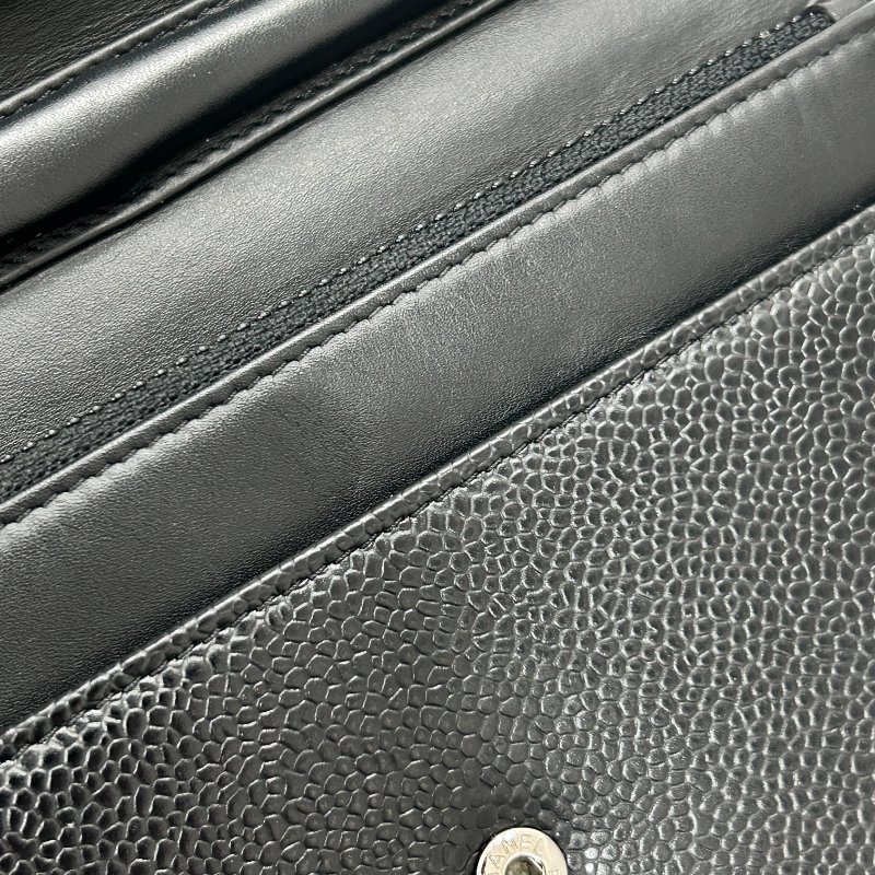 CHANEL 香奈兒 翻蓋包 雙ＣLOGO WOC 長夾鍊包  荔枝小牛皮 黑色 銀扣-12