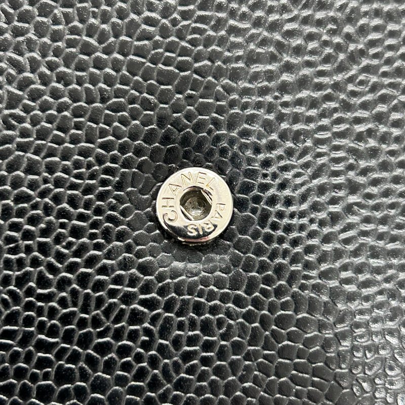 CHANEL 香奈兒 翻蓋包 雙ＣLOGO WOC 長夾鍊包  荔枝小牛皮 黑色 銀扣-13