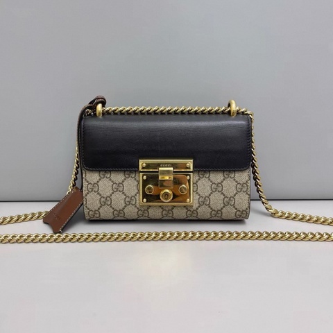 Gucci古馳Padlock小號老花黑蓋月光寶盒