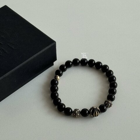 全新❤️‍🔥 Chrome Heart 克羅心 黑曜石四銀珠手串