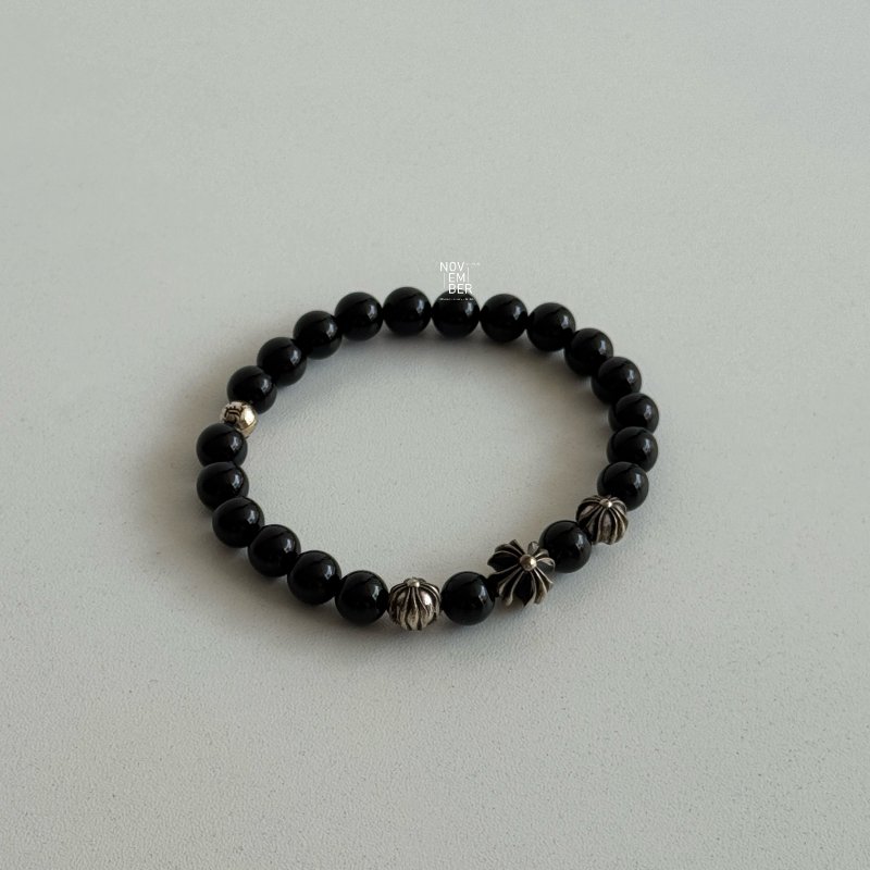 全新❤️‍🔥 Chrome Heart 克羅心 黑曜石四銀珠手串-5