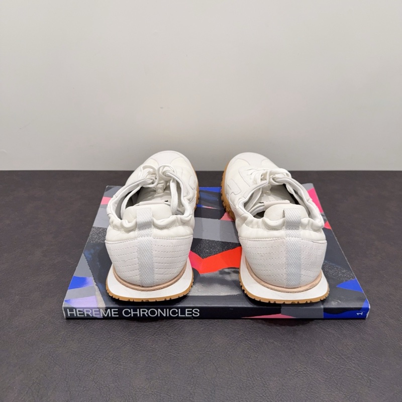 Hermes愛馬仕 Jet系列白色麂皮拼皮橡膠底德訓鞋 運動鞋 42碼 側面H標誌-2