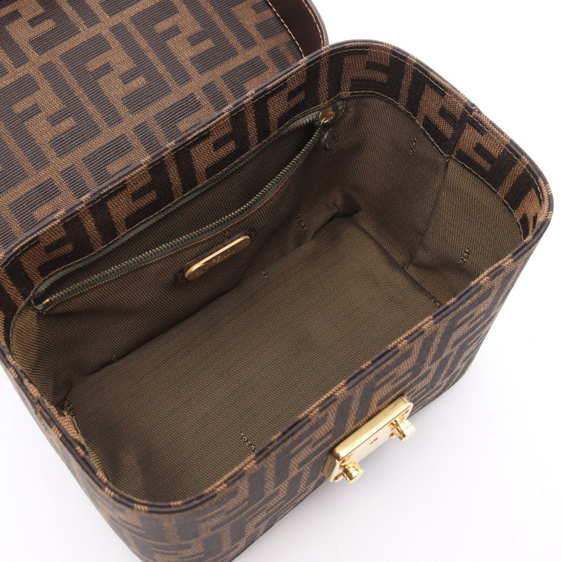 FENDI Zucca 手提包，帆布皮革，棕色/黑色，二手，女士款，無肩帶-2