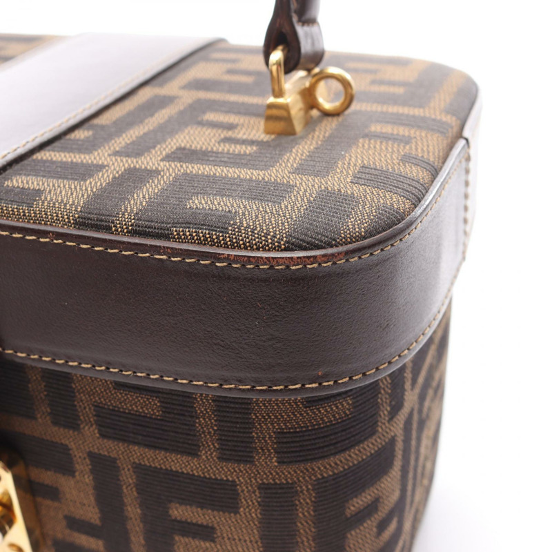 FENDI Zucca 手提包，帆布皮革，棕色/黑色，二手，女士款，無肩帶-8