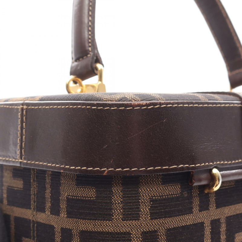 FENDI Zucca 手提包，帆布皮革，棕色/黑色，二手，女士款，無肩帶-11