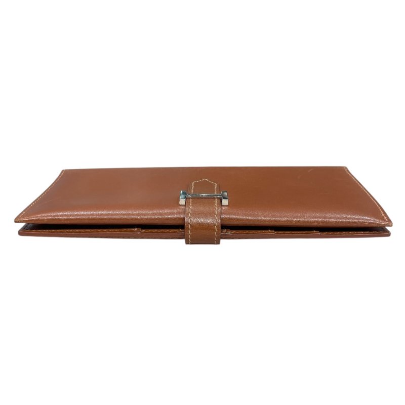 HERMES 愛馬仕 BEARN 長夾 BOX皮 皮革 焦糖色 銀釦-2