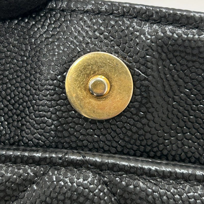 CHANEL 香奈兒 翻蓋釦包 造型鍊帶肩背包 牛皮 黑色 金扣-12