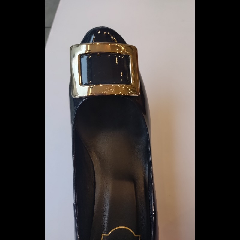 Roger Vivier 藍色漆亮皮方框高跟鞋-5