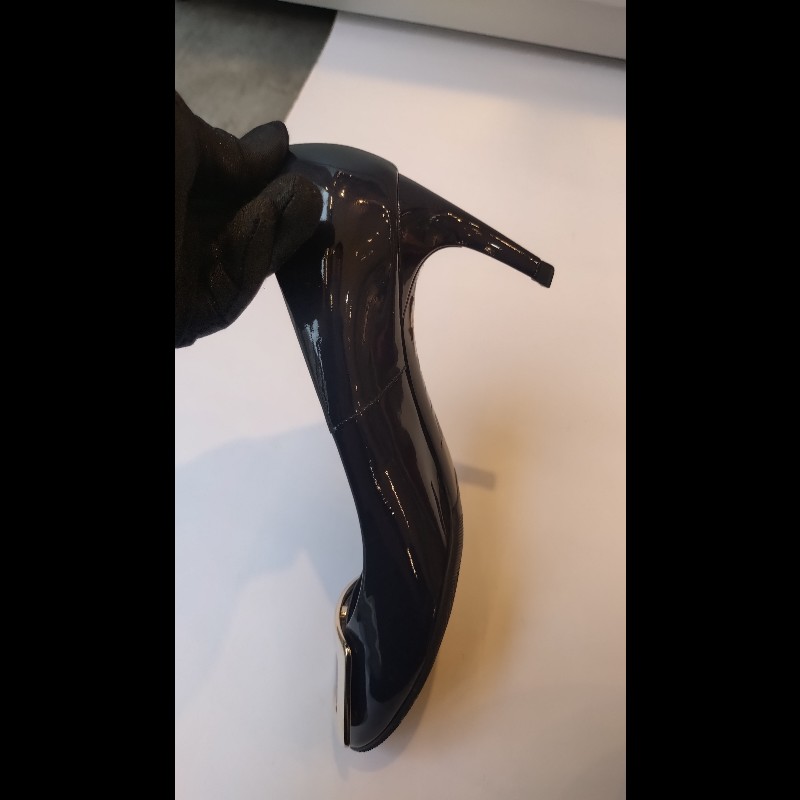 Roger Vivier 藍色漆亮皮方框高跟鞋-12