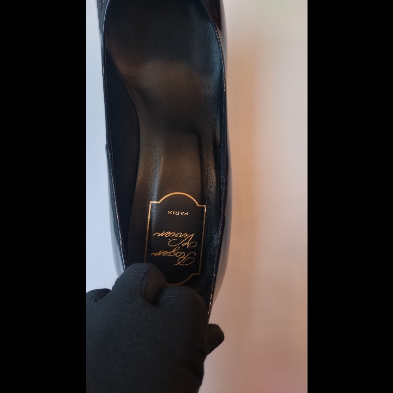 Roger Vivier 藍色漆亮皮方框高跟鞋-14