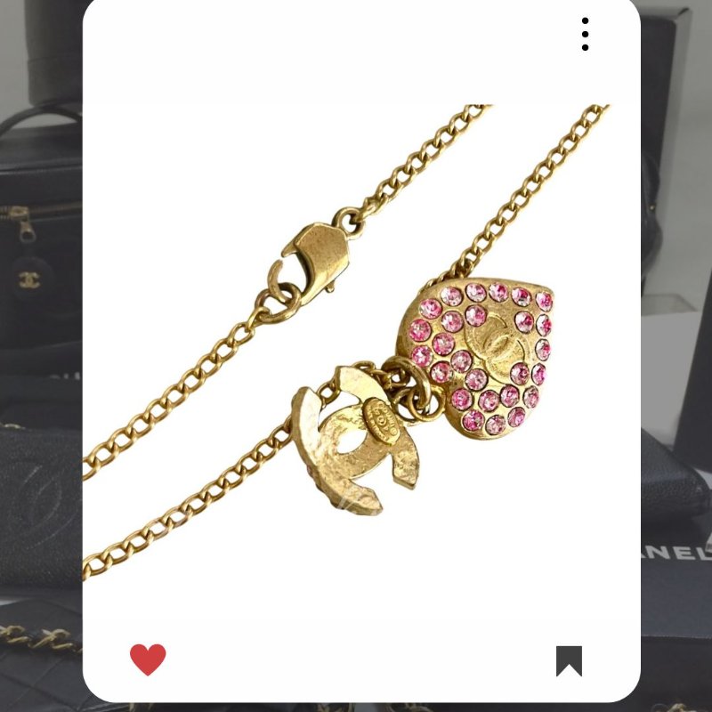 🛍️🎁 26 🔥 2月新品上架 新年情人節💘 香奈兒 Chanel 金色粉色水鑽愛心頸鏈 🔥 香奈兒熱賣款 香奈兒經典款 耳環 CHANEL EARRING-1