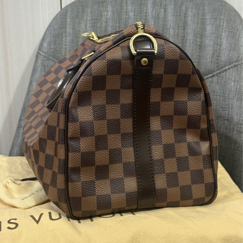 LV Speedy30 經典棕色棋盤格手提 斜背包-2