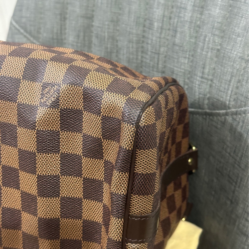 LV Speedy30 經典棕色棋盤格手提 斜背包-5