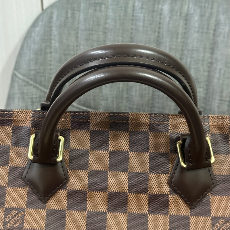 LV Speedy30 經典棕色棋盤格手提 斜背包-9