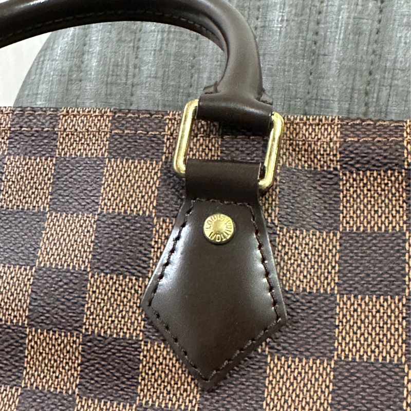 LV Speedy30 經典棕色棋盤格手提 斜背包-10