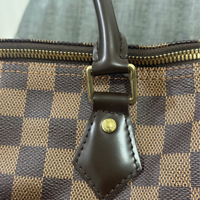 LV Speedy30 經典棕色棋盤格手提 斜背包-14