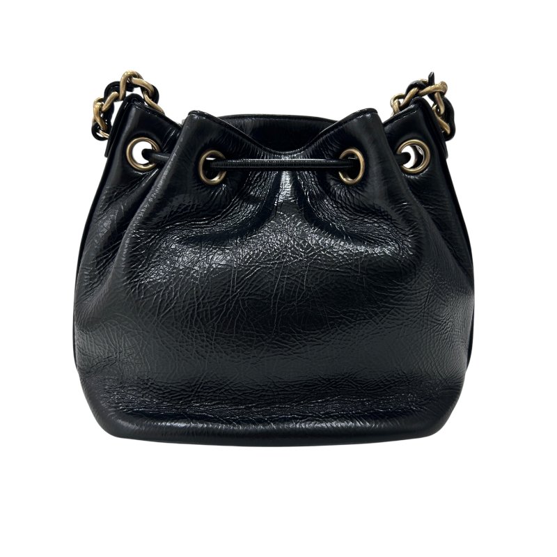 CHANEL 香奈兒 水桶包 側背包 羊皮 黑色 金扣-2