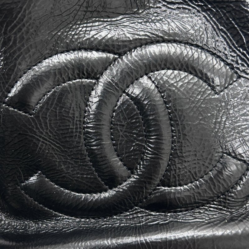 CHANEL 香奈兒 水桶包 側背包 羊皮 黑色 金扣-10